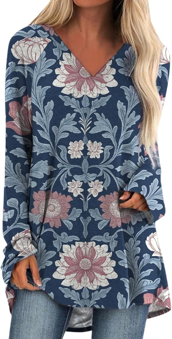 Womens V Neck Loose Tunic Sweatshirt