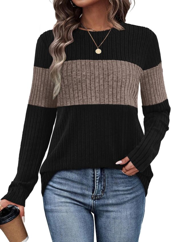 Womens Long Sleeve Contrast Panel Sweater Top
