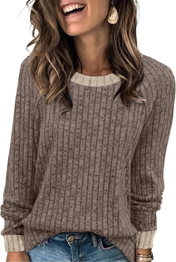 Womens Lightweight Knit Color Block Pullover